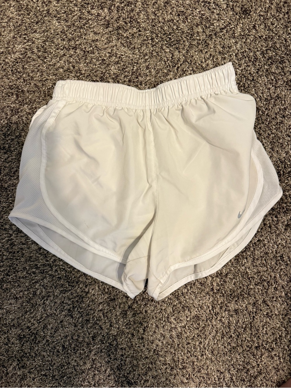 Nike Women's White Athletic Running Shorts with Side Mesh